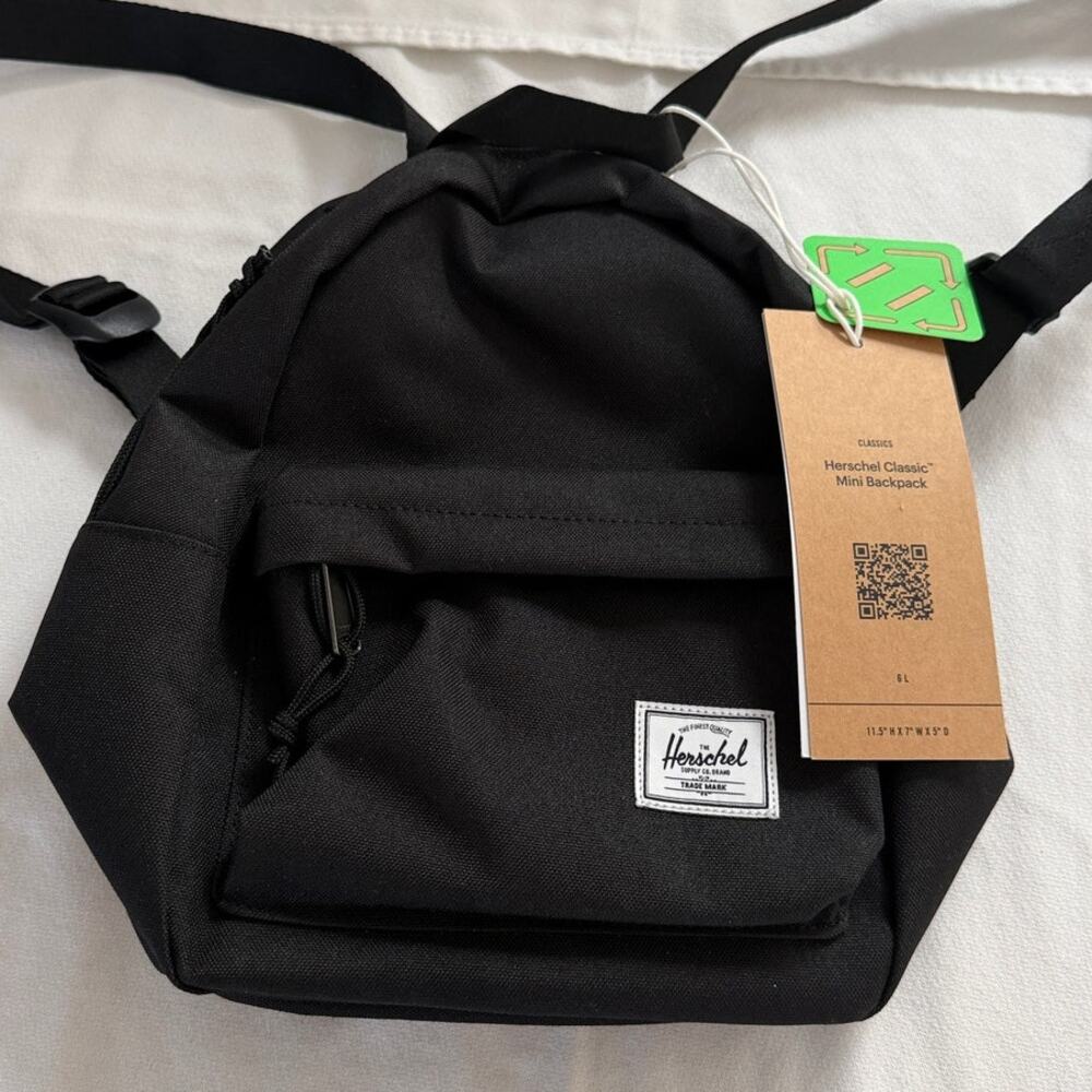 Herschel Supply Handmade Black "Mini Backpack" & "Charlie" Card Holder Both NWT